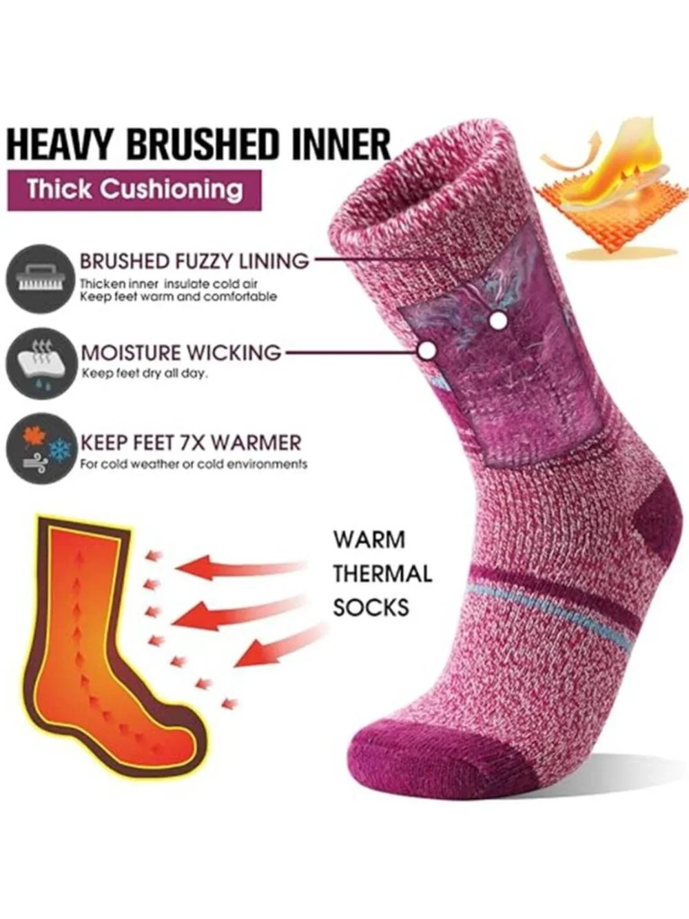 3 Pairs Women's Thermal Warm Socks Thick Winter Extra Warm Insulated